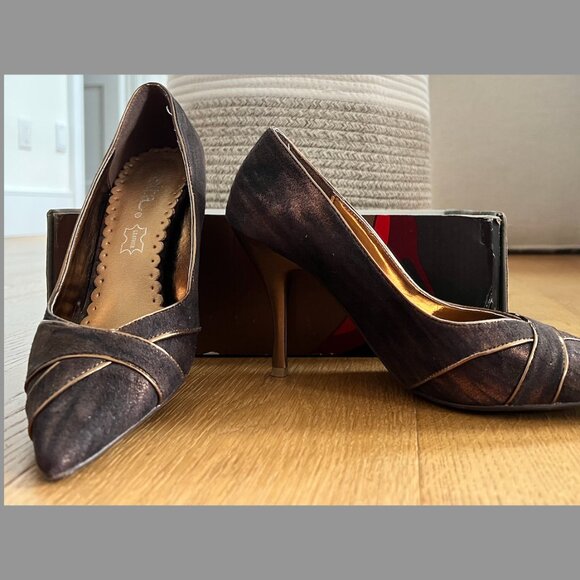 Stunning metallic brown/gold stilletos size 6-6.5 - Picture 1 of 4